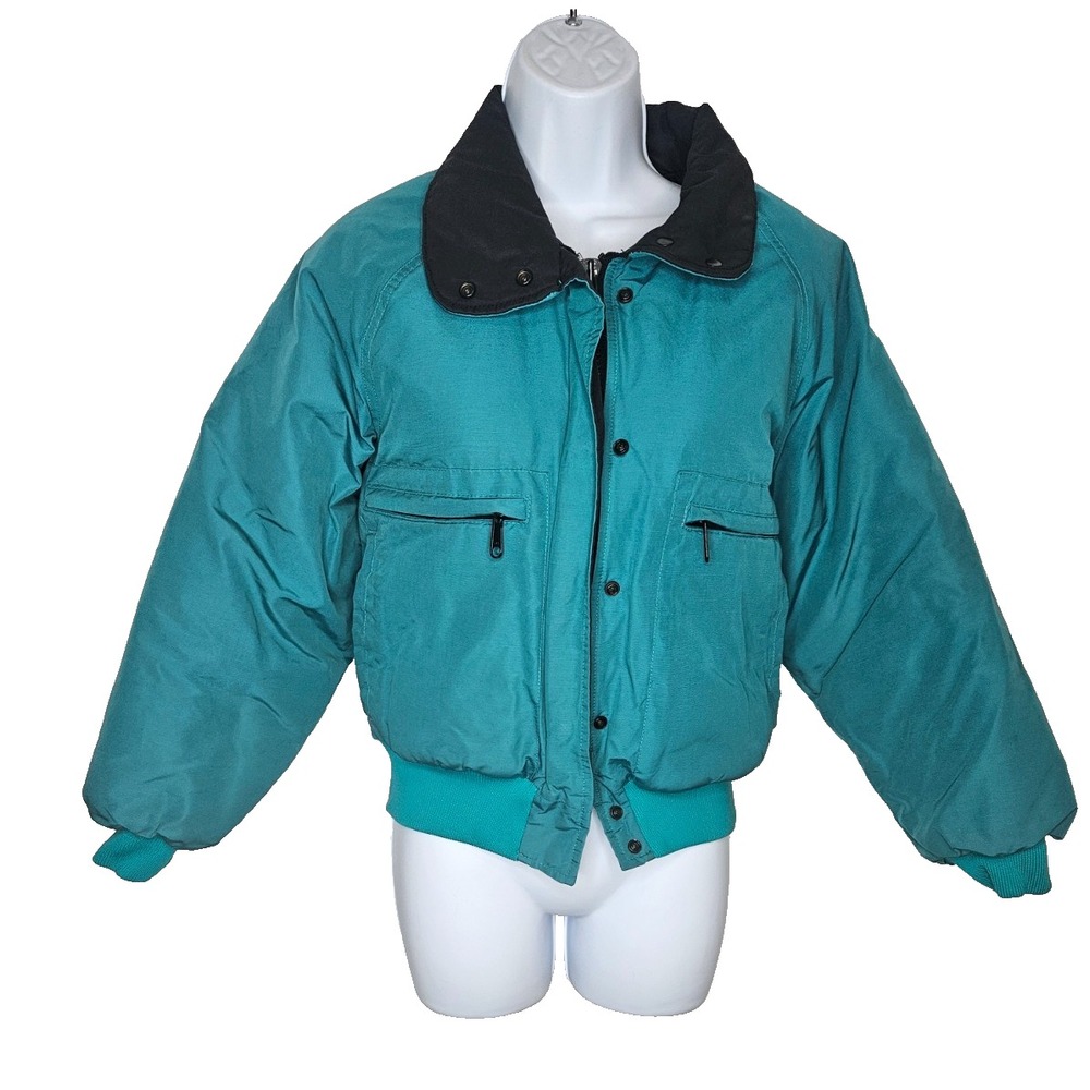 Vintage Gorpcore Outdoor Women's Insulated Jacket Teal Green Zip Snap Size S